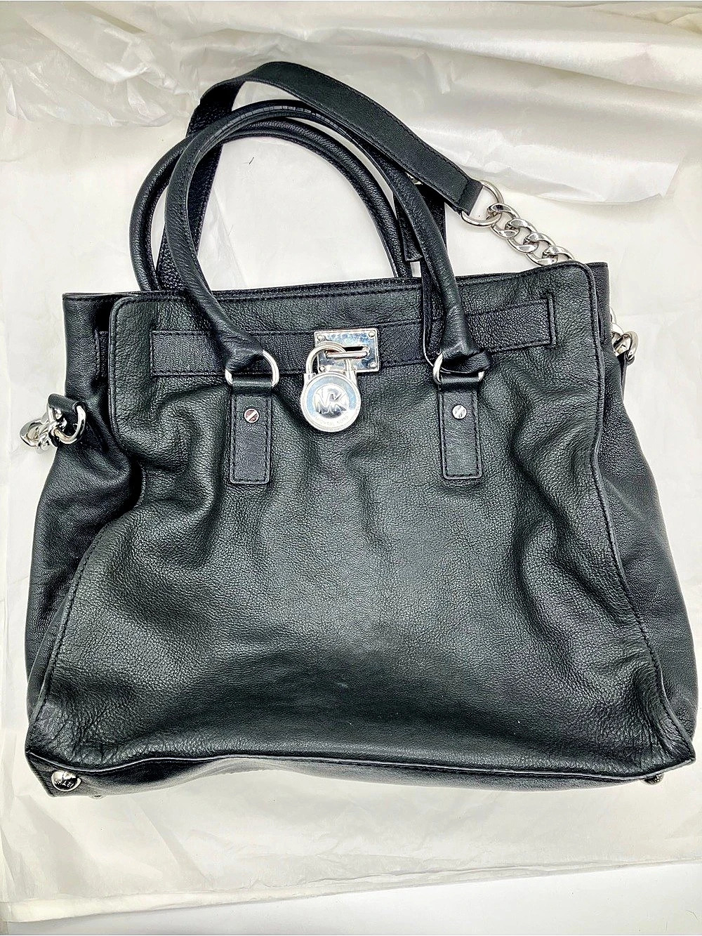 Michael Kors SOFT LEATHER Hamilton Large Leather Satchel Black